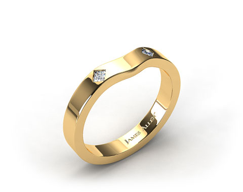 18k Yellow Gold 0.06ct Slightly Curved Princess Shaped Diamond Wedding Ring